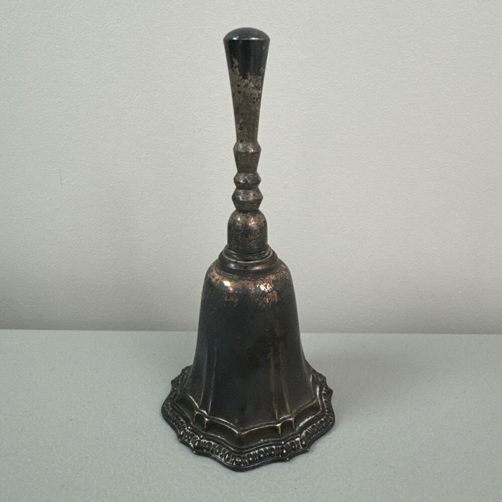 Vintage Avon Silver Plate Hostess Bell Fluted Chain Border 5 3/4" Tall 1970’s